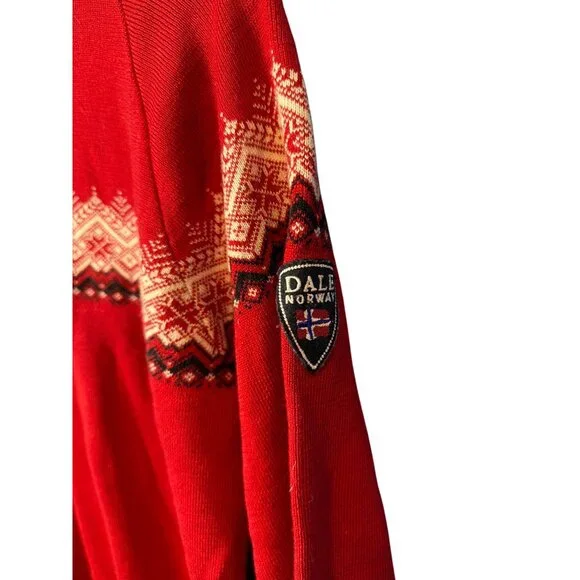 Dale of Norway Classic Pullover Sweater Women's XL 1/4 zip Red White Black - Picture 7 of 14